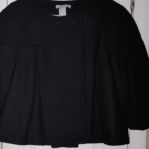 Gracie black wool cropped j cape style jacket  SZ L - Picture 2 of 5
